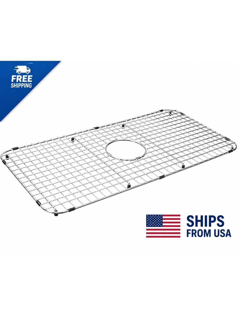Sink Bottom Grid 29-1/16" x 13-15/16" Centered Drain Corner Radius SERENE VALLEY